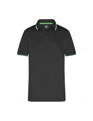 Poloshirt with fashionable contrasting stripes on collar and sleeves