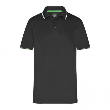 Poloshirt with fashionable contrasting stripes on collar and sleeves