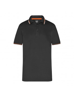 Poloshirt with fashionable contrasting stripes on collar and