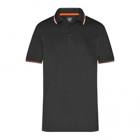 Poloshirt with fashionable contrasting stripes on collar and