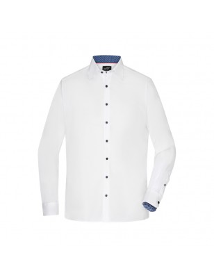 Shirt with trendy insets on collar and cuffs