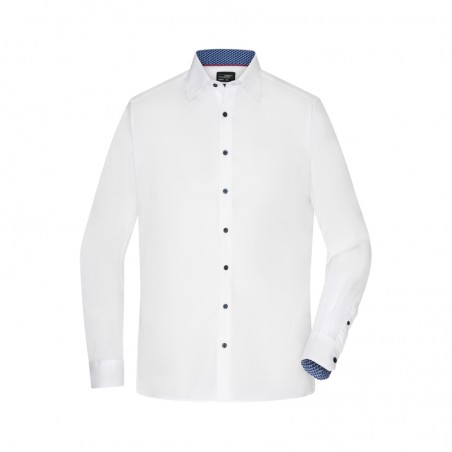 Shirt with trendy insets on collar and cuffs