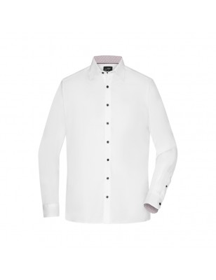 Shirt with trendy insets on collar and cuffs