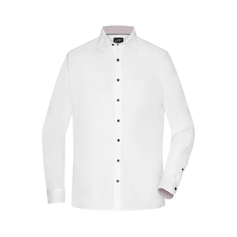 Shirt with trendy insets on collar and cuffs