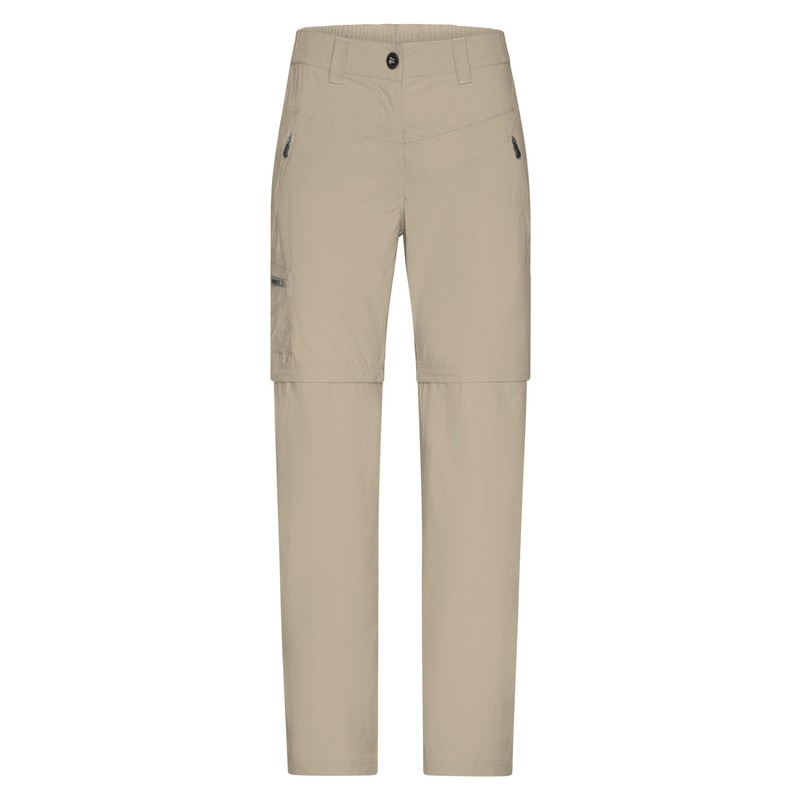 Stretch pants with removable zip-off lower legs
