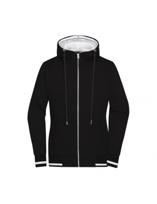 Hooded sweat jacket with zip