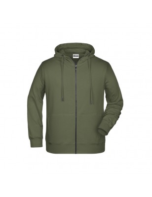 Hooded sweat jacket with zip