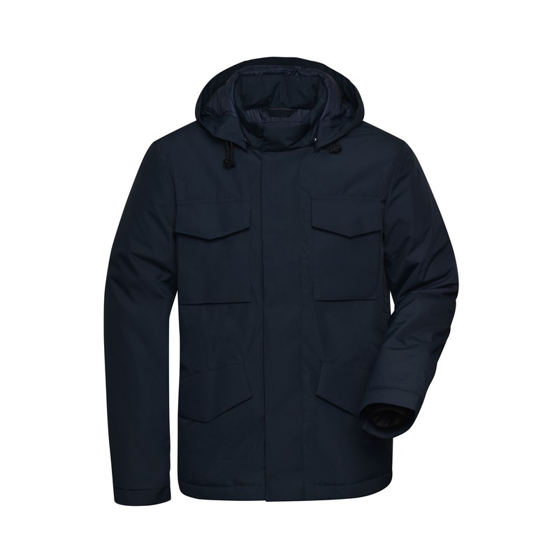 Padded jacket in 'clean' look for business and leisure