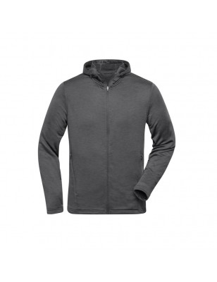 Fashionable hooded jacket made of 100% recycled polyester for sports and leisure