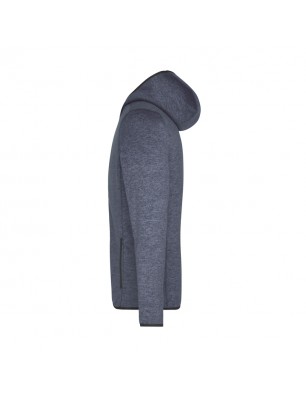 Hooded jacket made of knitted fleece in melange look