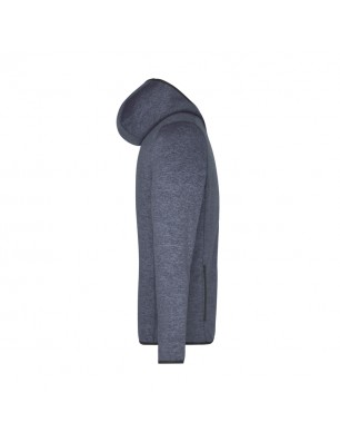 Hooded jacket made of knitted fleece in melange look