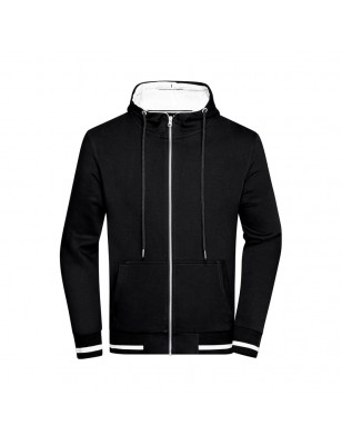 Hooded sweat jacket with zip