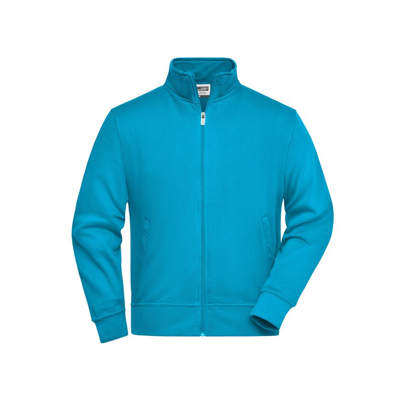 Sweat jacket with stand-up collar and zip