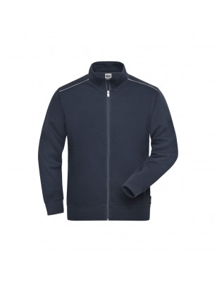 Sweat jacket with stand-up collar and contrasting piping