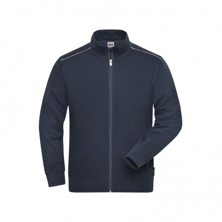 Sweat jacket with stand-up collar and contrasting piping