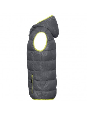 Ultra light down vest with hood in casual style