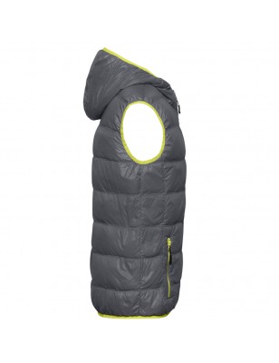 Ultra light down vest with hood in casual style