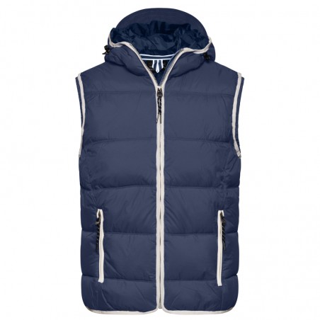 Fashionable padded vest with hood