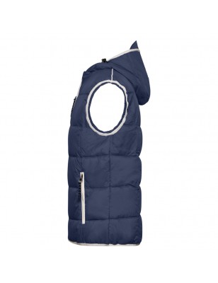 Fashionable padded vest with hood
