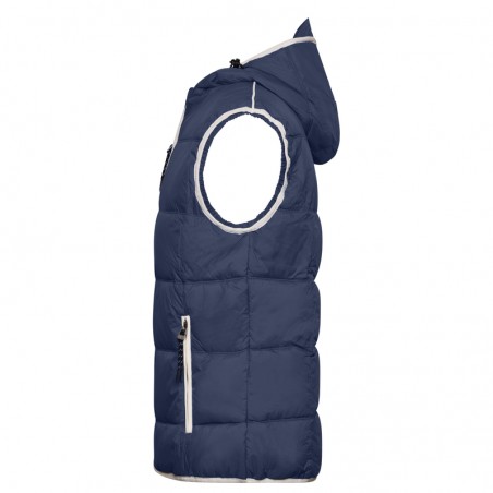 Fashionable padded vest with hood