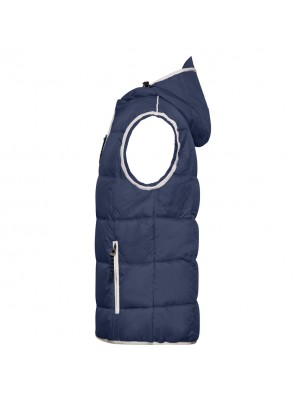 Fashionable padded vest with hood