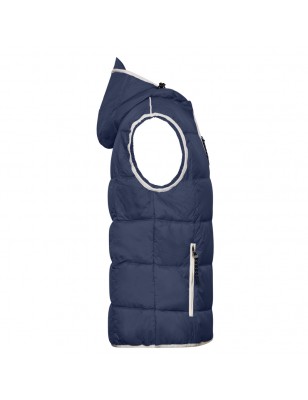 Fashionable padded vest with hood