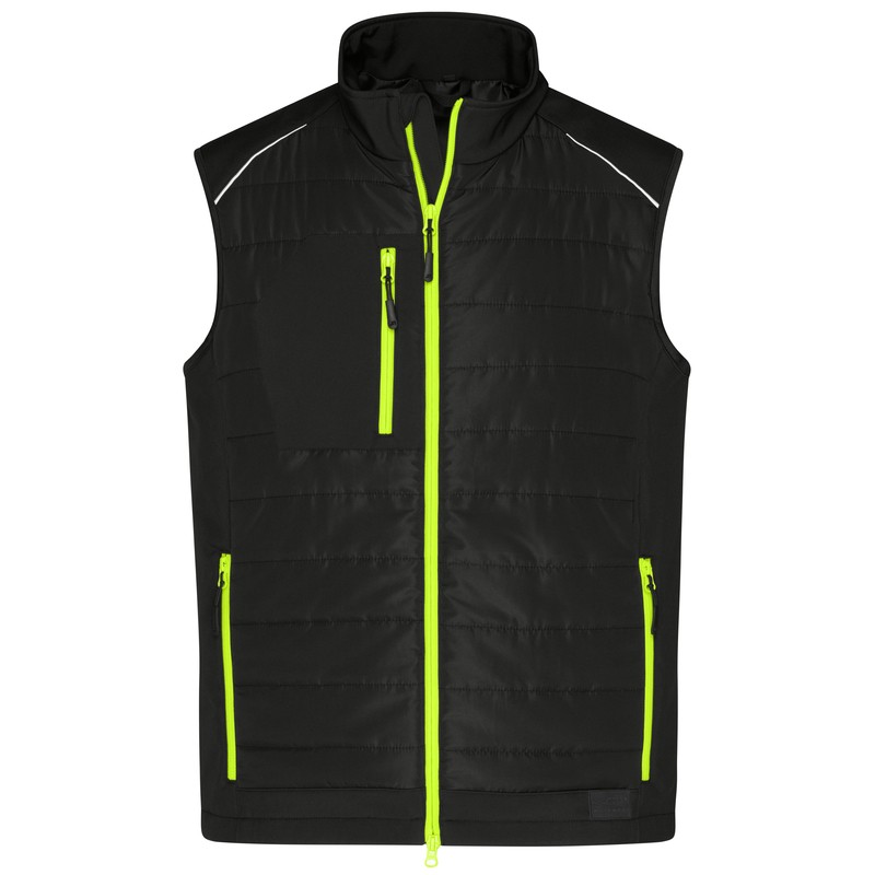 Softshell vest of attractive mixed materials