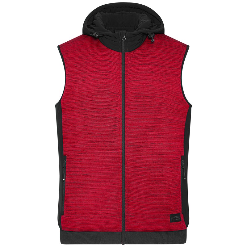 Padded knitted fleece vest in attractive material mix