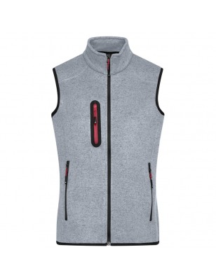 Knitted fleece vest with stand-up collar