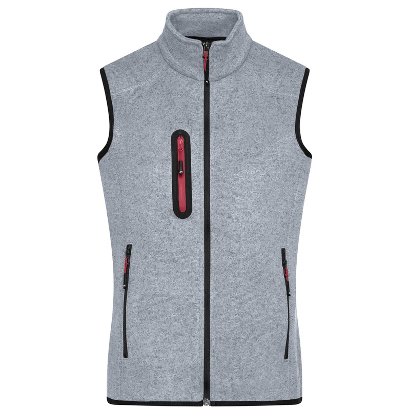 Knitted fleece vest with stand-up collar