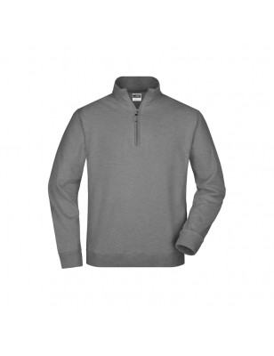 Sweatshirt with stand-up collar and short zip