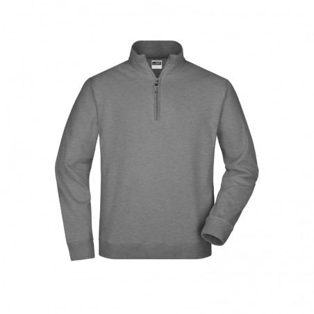 Sweatshirt with stand-up collar and short zip