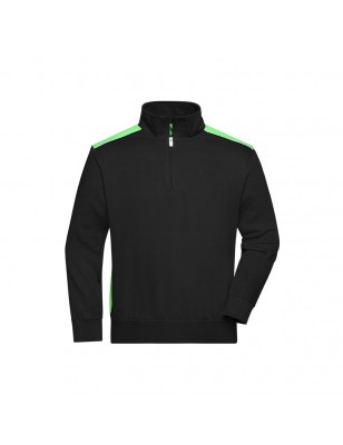 Zipped sweatshirt with stand-up collar and contrasting insets