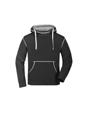 Hooded sweatshirt with fashionable contrasting seams