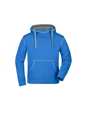 Hooded sweatshirt with fashionable contrasting seams