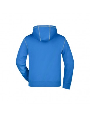 Hooded sweatshirt with fashionable contrasting seams