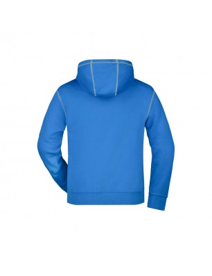 Hooded sweatshirt with fashionable contrasting seams