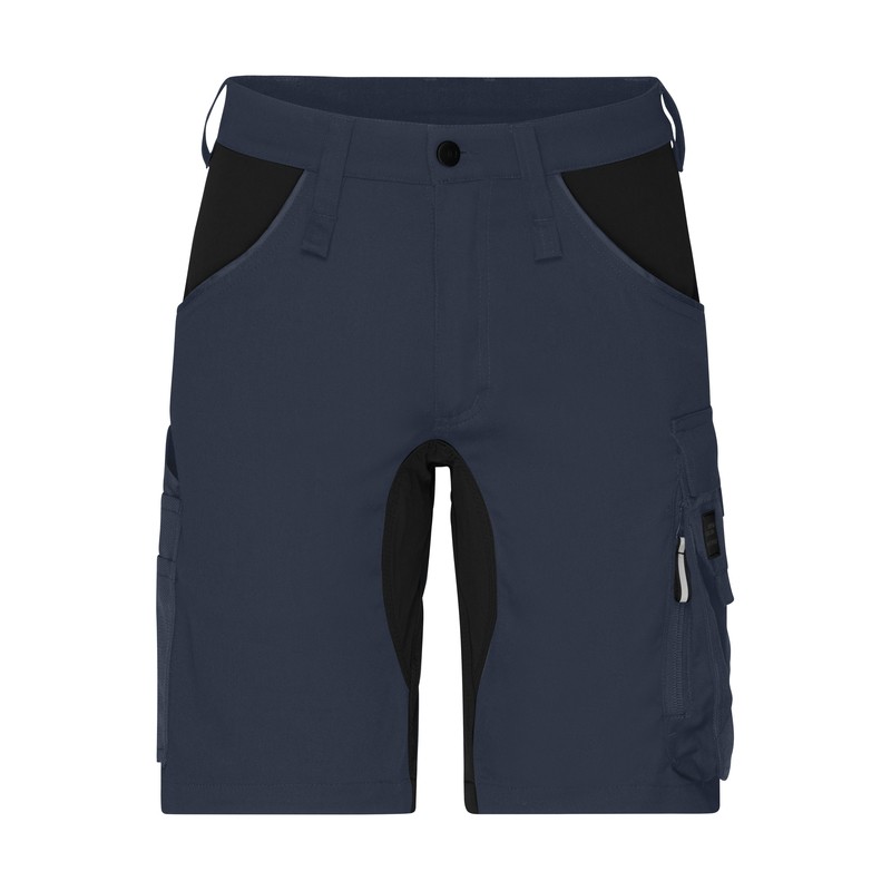 Specialized work shorts with slim profile, with elastic insets and functional details