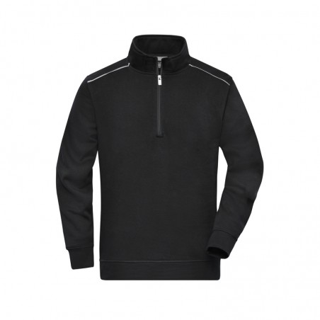 Sweatshirt with stand-up collar, zip and contrasting piping