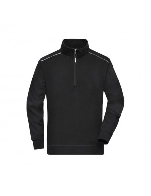 Sweatshirt with stand-up collar, zip and contrasting piping