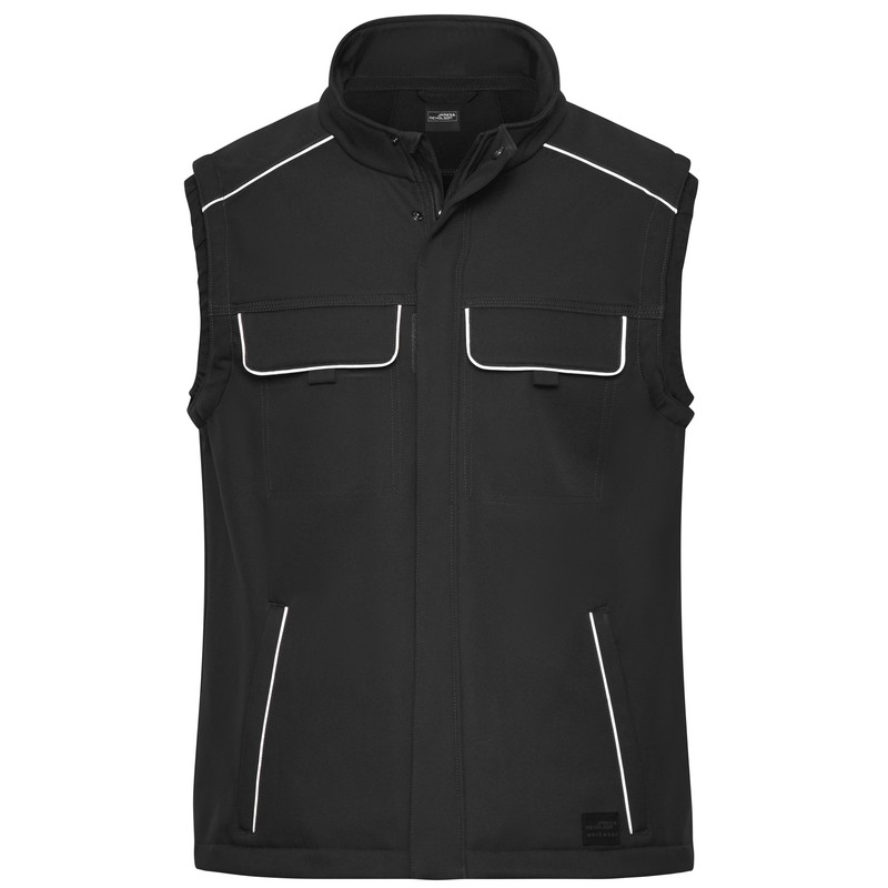 Professional, light softshell vest in 'classic' look with high-quality details