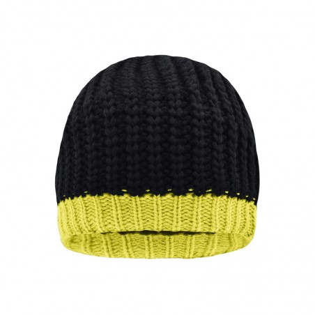 Knitted hat with contrasting border