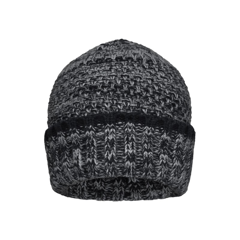 Melange beanie with brim in coarse knitting