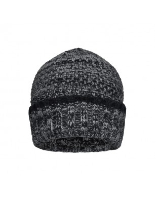 Melange beanie with brim in coarse knitting