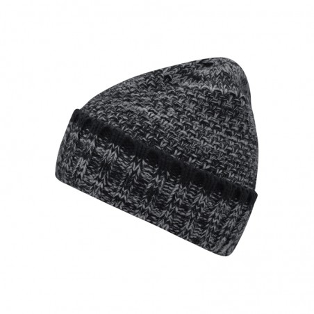 Melange beanie with brim in coarse knitting