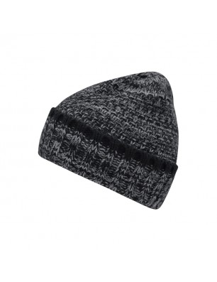 Melange beanie with brim in coarse knitting