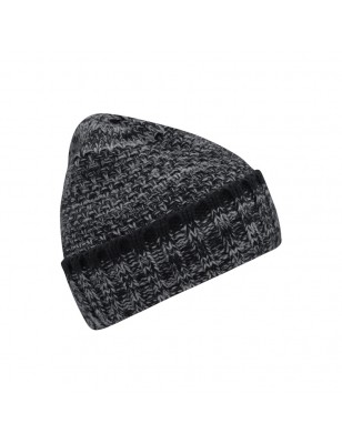 Melange beanie with brim in coarse knitting