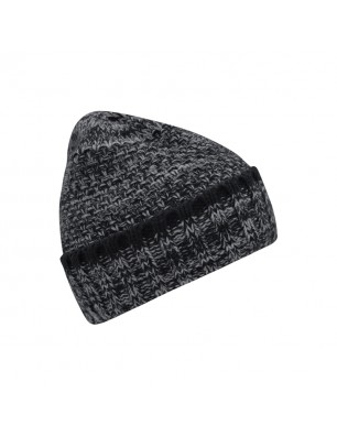 Melange beanie with brim in coarse knitting