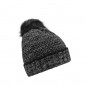 Melange knitted beanie with brim and large pompon