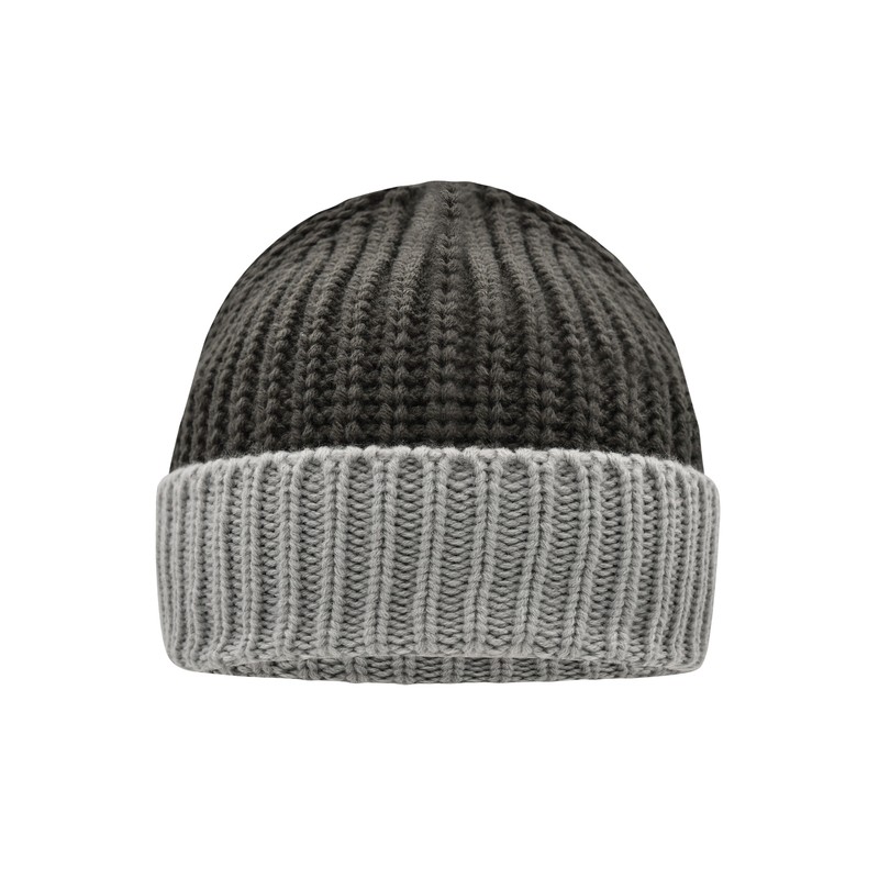 2-coloured beanie in coarse knitting